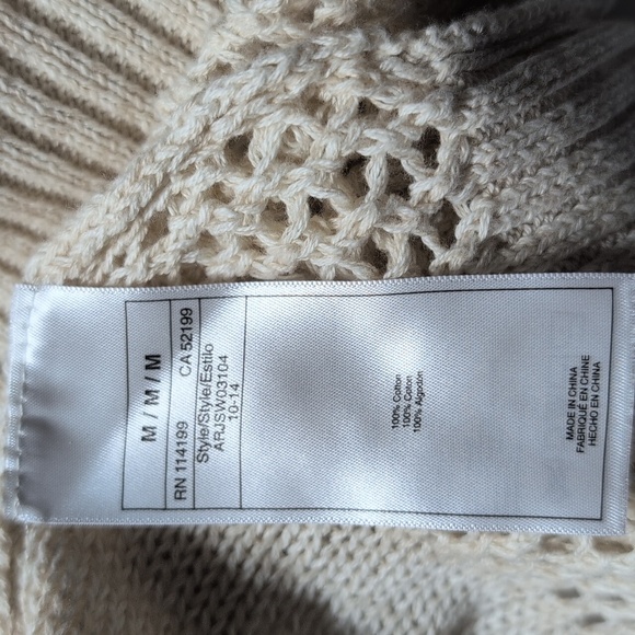 ROXY Boho Crochet Open Knit Hooded Long Cardigan Size Medium - Picture 5 of 7